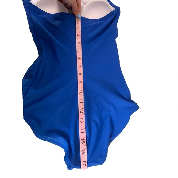 Speedo Women’s Hi  Neck Tie Neck Closure Pull On Lined One Piece Swimsuit Size 6 - Picture 7 of 16